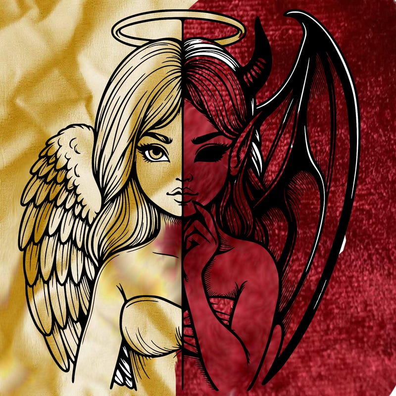 realistic angel half demon