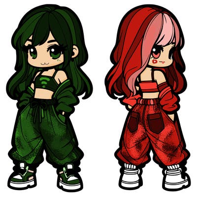 girl in crop top and baggy pants