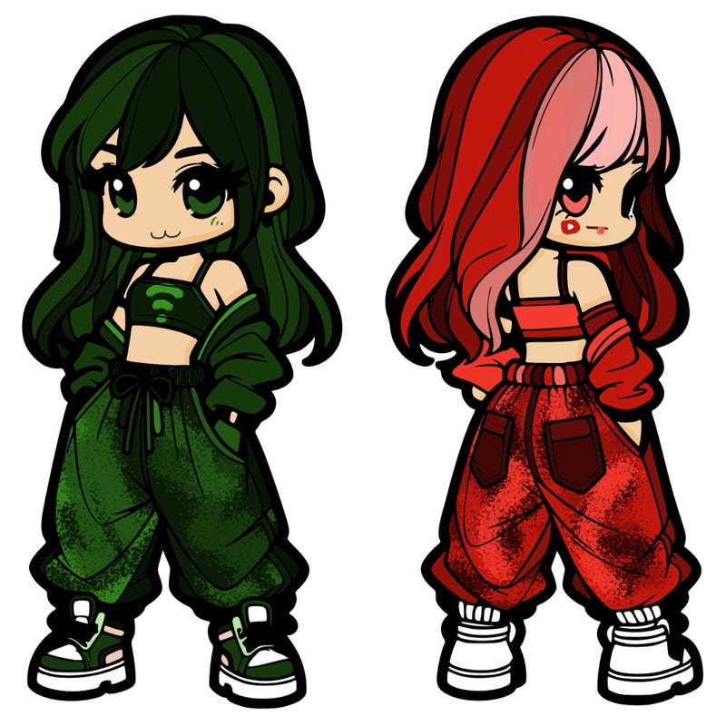 girl in crop top and baggy pants