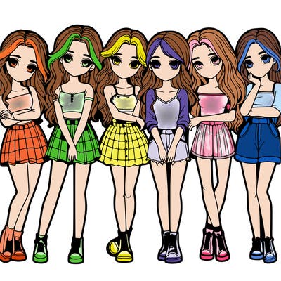 a group of girls realistic