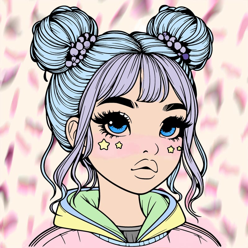 realistic girl with space buns