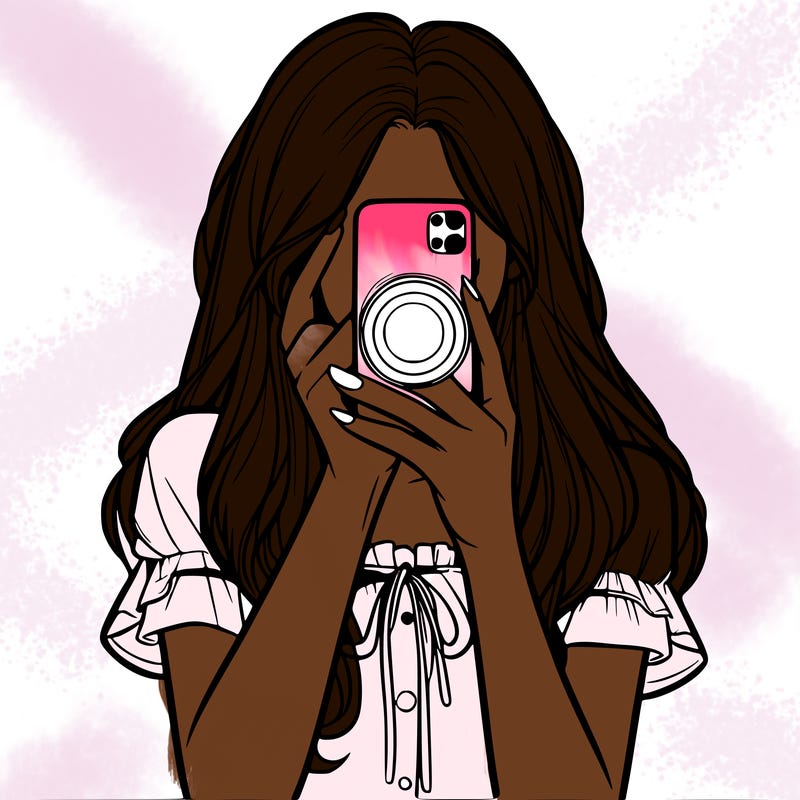 a realistic girl holding her phone taking pictures