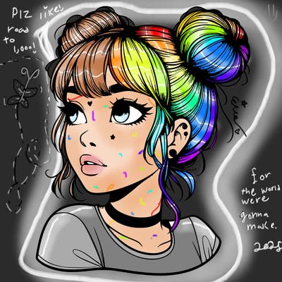 realistic girl with spacebuns