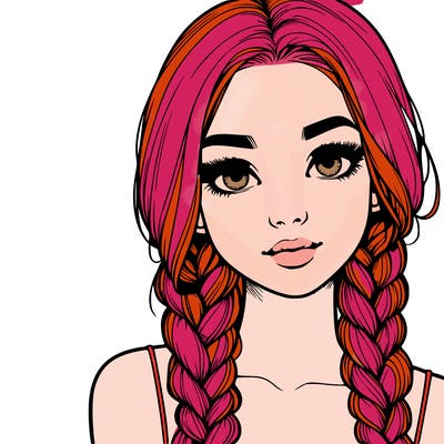 realistic girl with braids