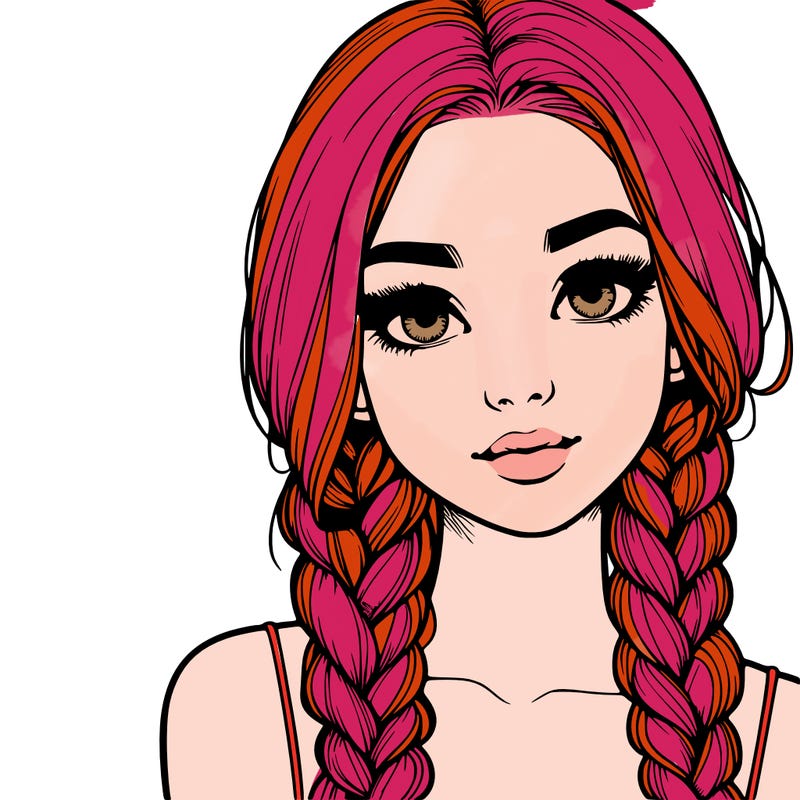 realistic girl with braids