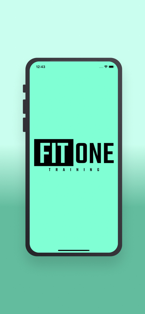 FitOne Training - FitOne Training mobile app splash screen featuring the brand logo on a mint green background