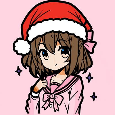 anime girl wearing a santa hat