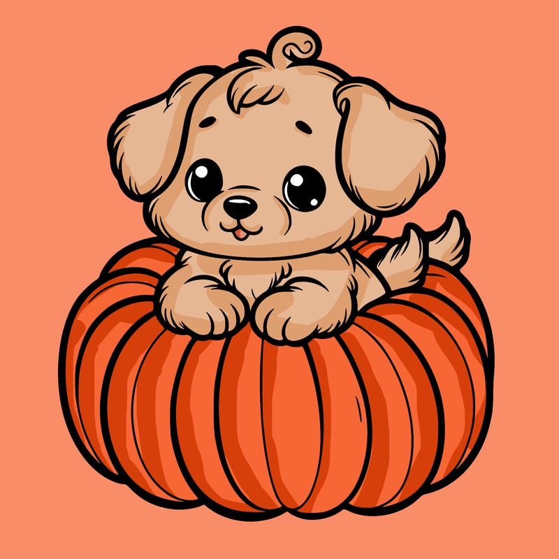 cute little puppy in a pumpkin