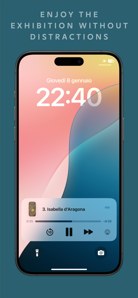 Marsilio Arte - Audio guide player on the iPhone lock screen for the Marsilio Arte app