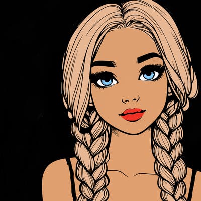 realistic girl with braids