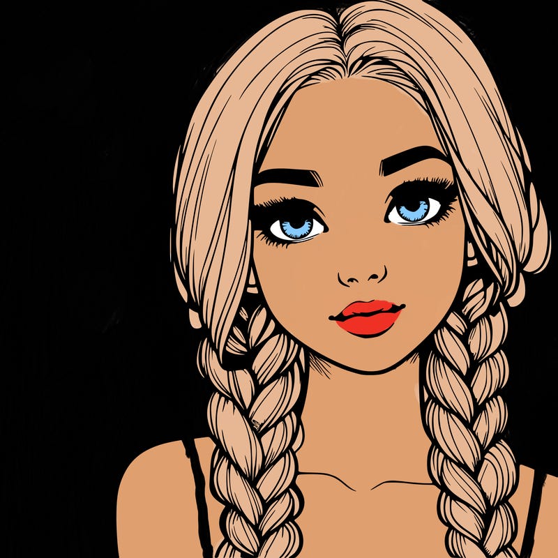 realistic girl with braids
