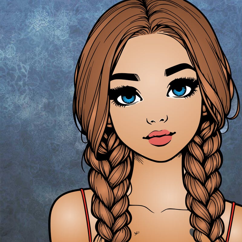 realistic girl with braids