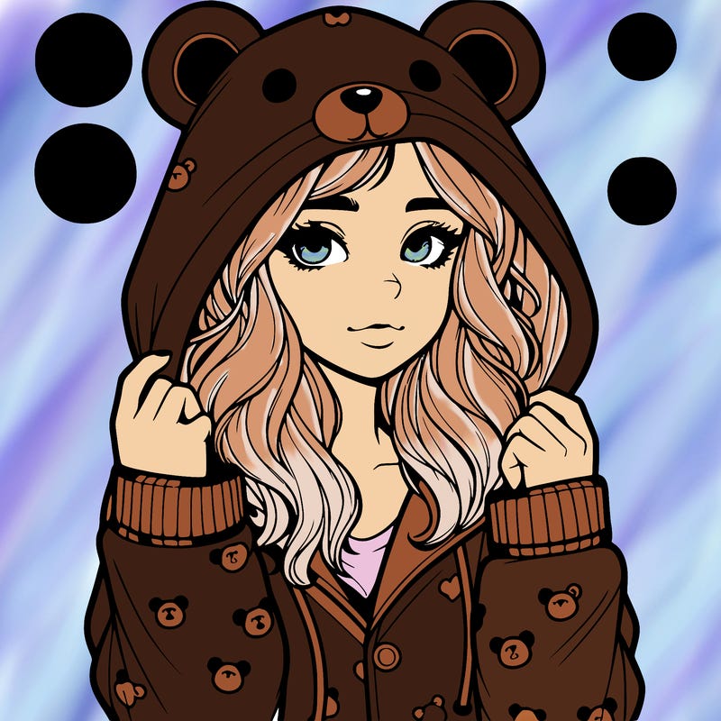 realistic girl in a animal pjs hoodie