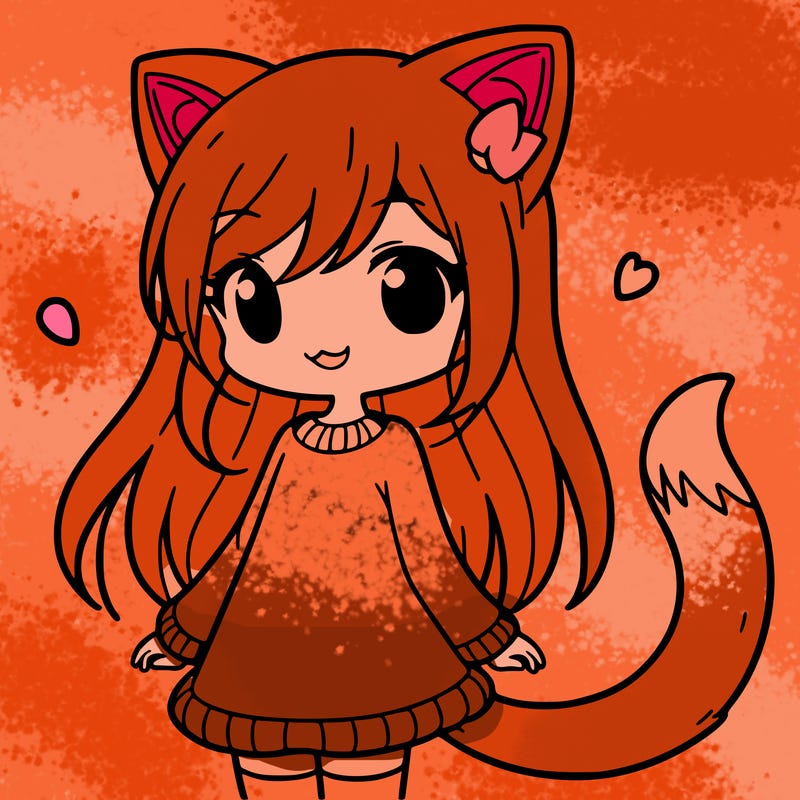 girl with cat ears and tail