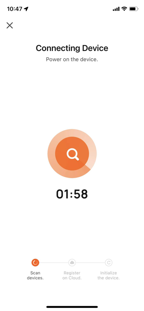 ILIFE Clean - ILIFE Clean app showing the connecting device interface with a countdown timer