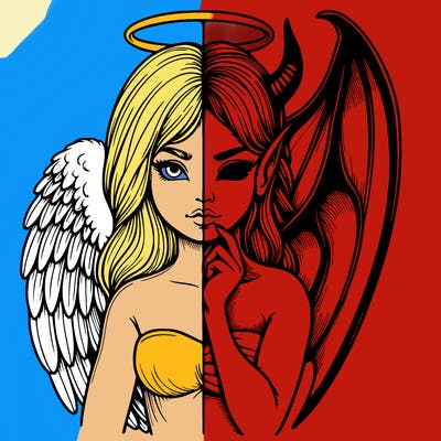 realistic angel half demon