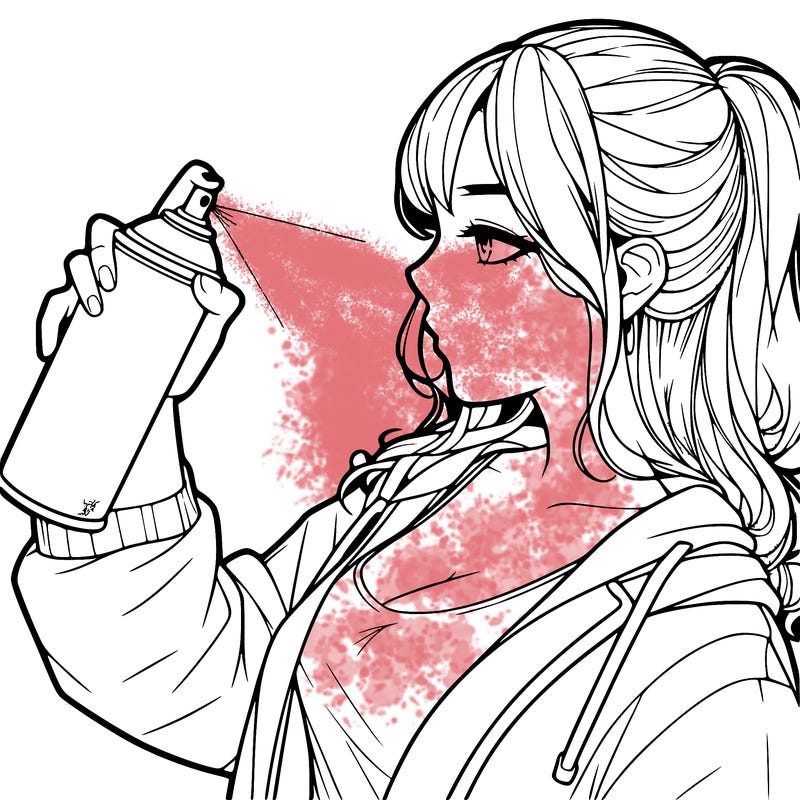 a realistic girl spray, painting