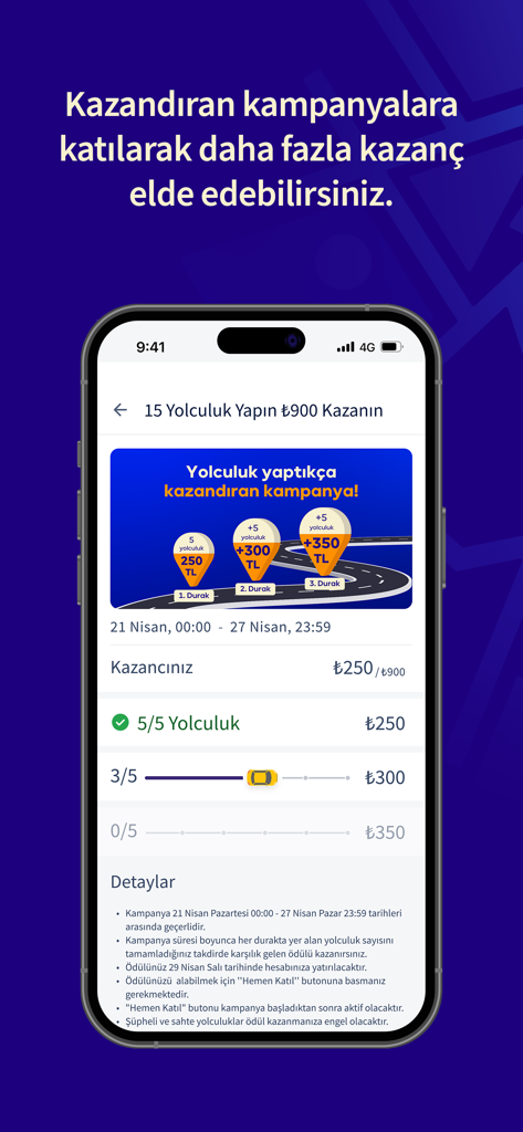 Bitaksi Sürücü Uygulaması - Captura de pantalla de la aplicación BiTaksi Driver que muestra ganancias de bonificación por completar viajes