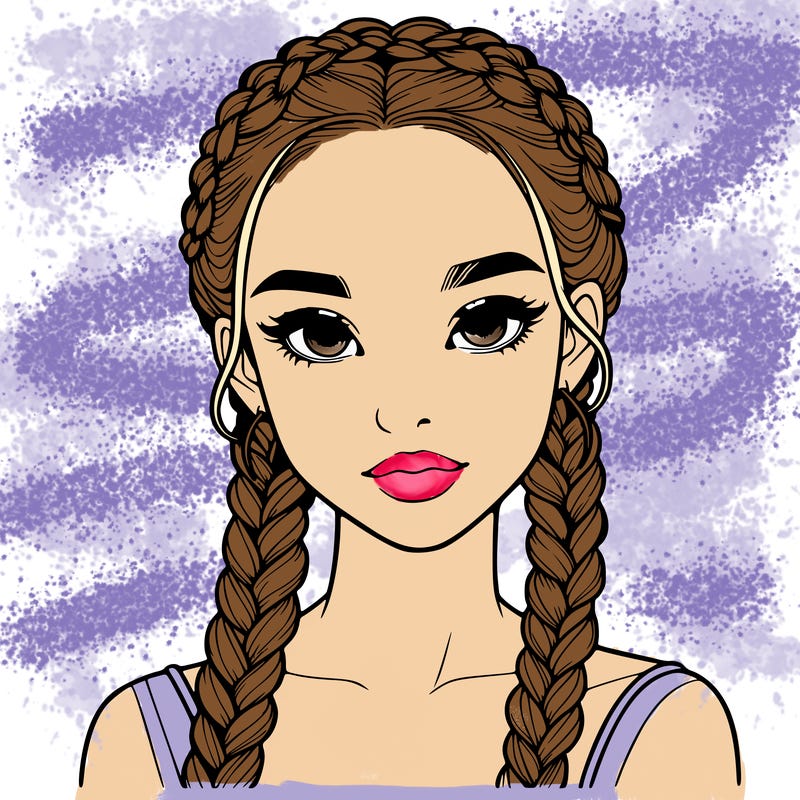 realistic girl with braids