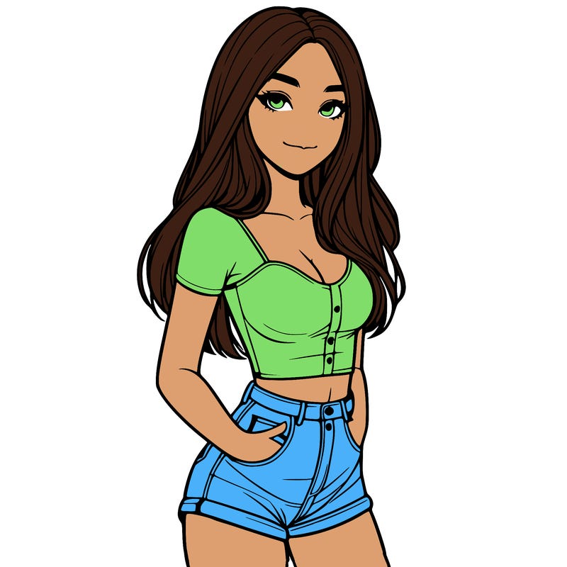 realistic girl in a short top