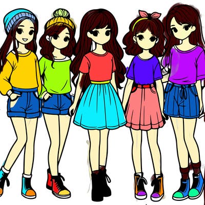 a group of five girls