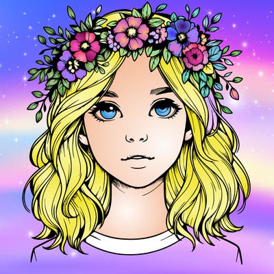 realistic girl with flower crown