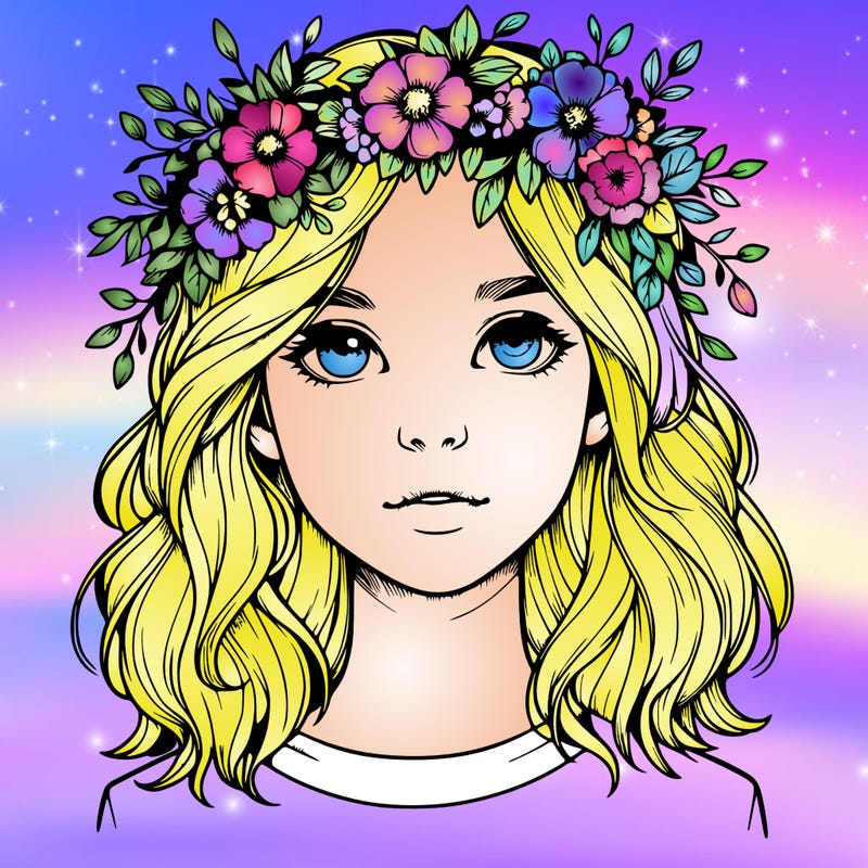 realistic girl with flower crown