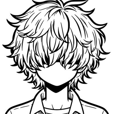 manga boy fluffy hair covering his eyes