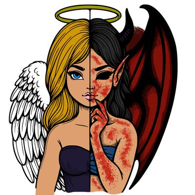 realistic angel half demon