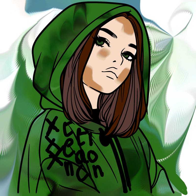 a realistic girl in a hoodie