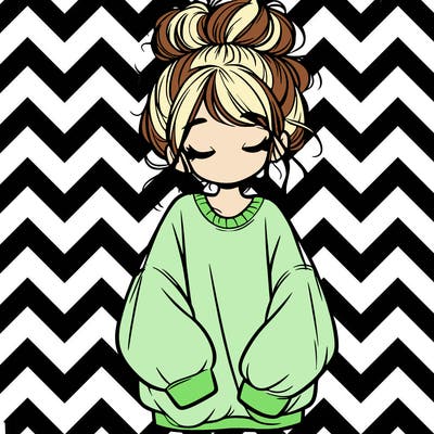 girl with baggy sweatshirt and messy bun