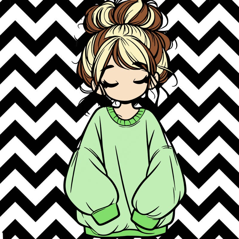 girl with baggy sweatshirt and messy bun