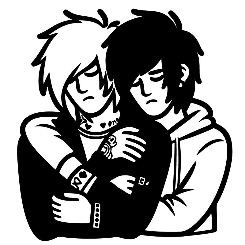 2 emo guys cuddling