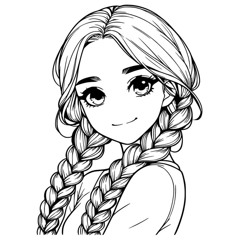realistic girl with braids