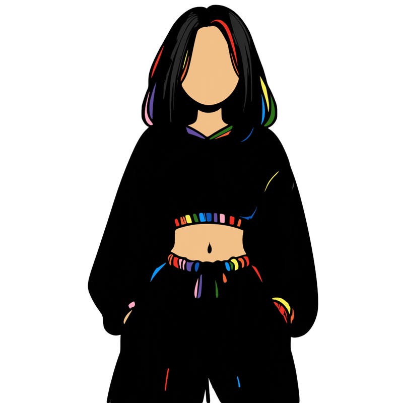 realistic girl faceless with baggy pants and a crop top