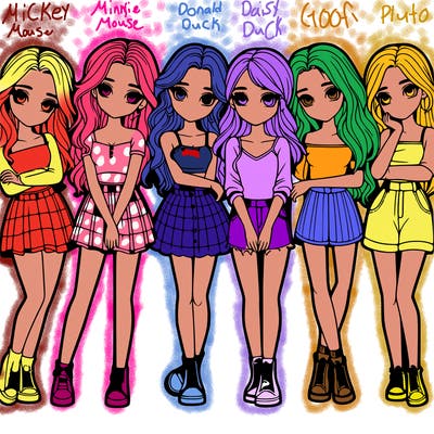 a group of girls realistic