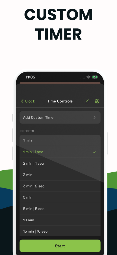 Chess Timer - Chess Clock - A mobile interface for selecting chess time controls and presets