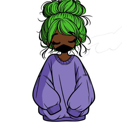 girl with baggy sweatshirt and messy bun