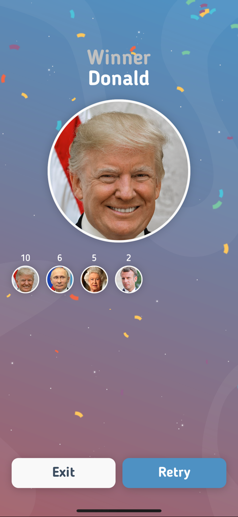 5 second rule - party game - Tela de anúncio do vencedor no jogo de festa Regra dos 5 Segundos mostrando as pontuações finais e classificações.