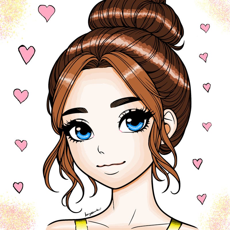 realistic pretty girl with hair in bun