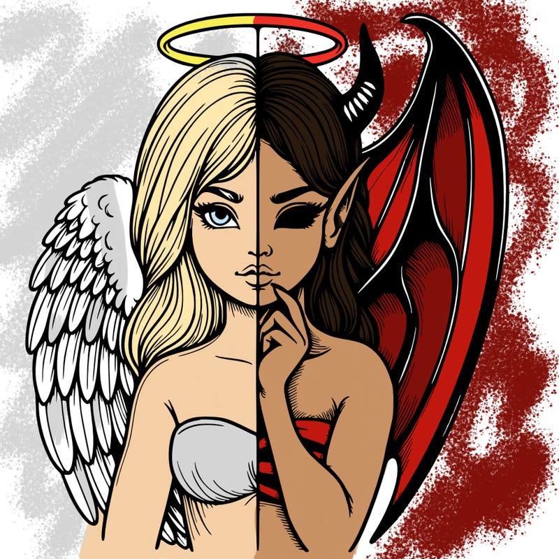 realistic angel half demon