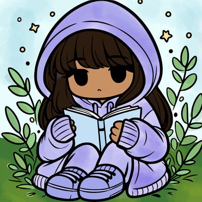 girl in oversized hoodie reading a book