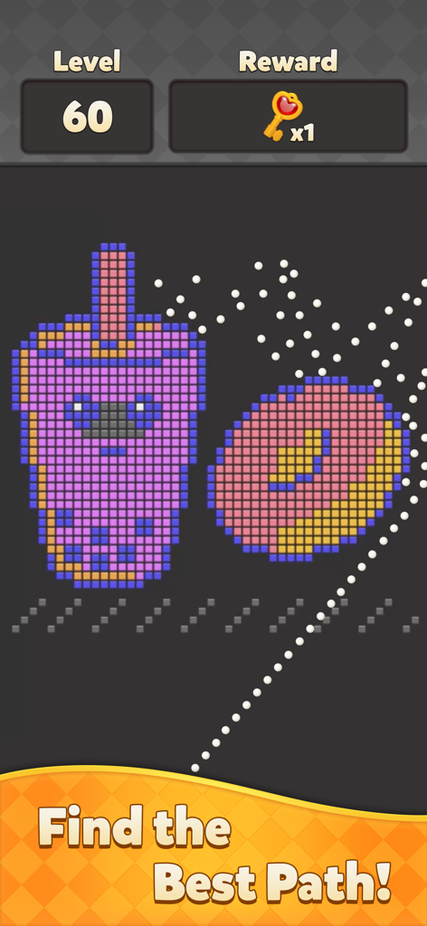 Bricks Legend - Bricks Legend gameplay showing a level with boba tea and donut brick patterns