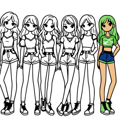 a group of girls wearing crop tops and shorts