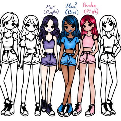 a group of girls wearing crop tops and shorts