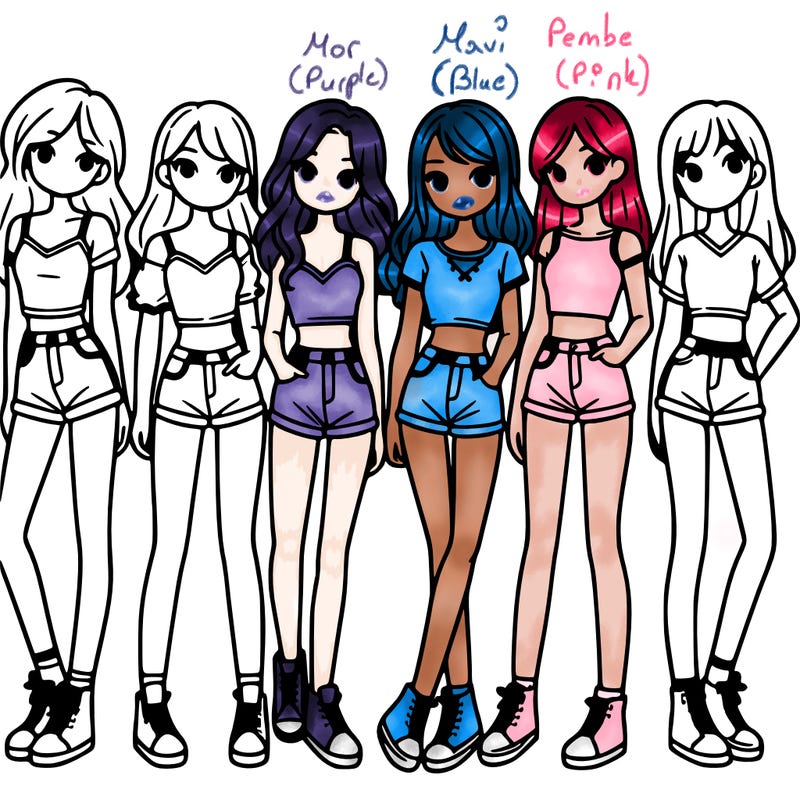 a group of girls wearing crop tops and shorts