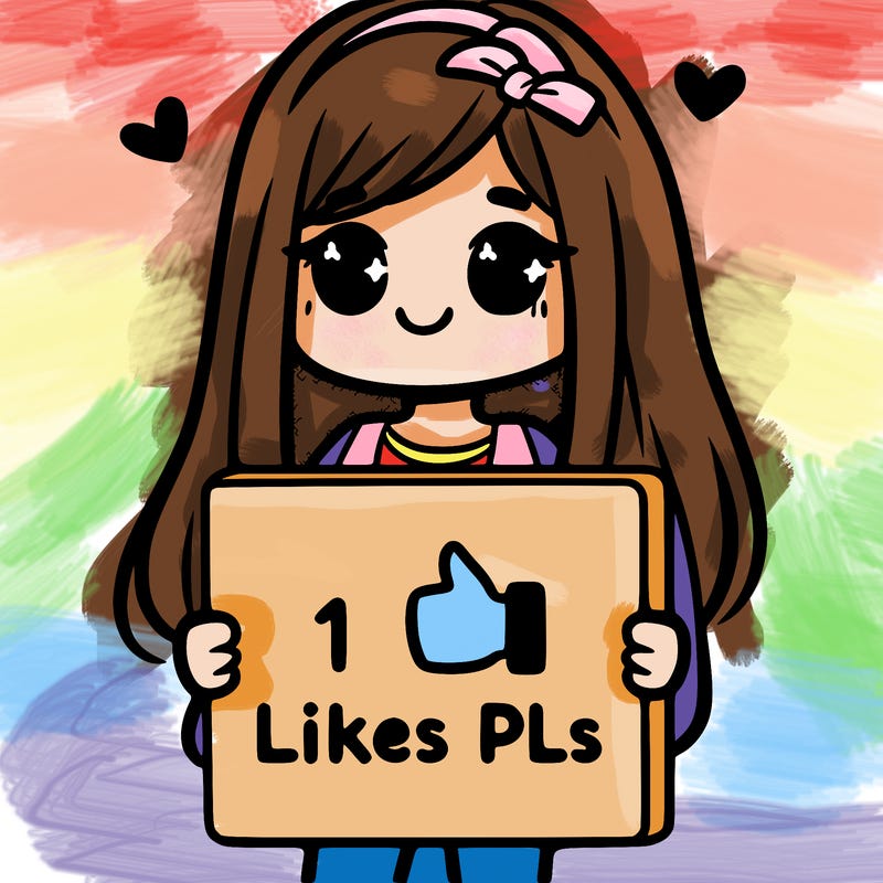 girl holding a sign saying 10 likes pls