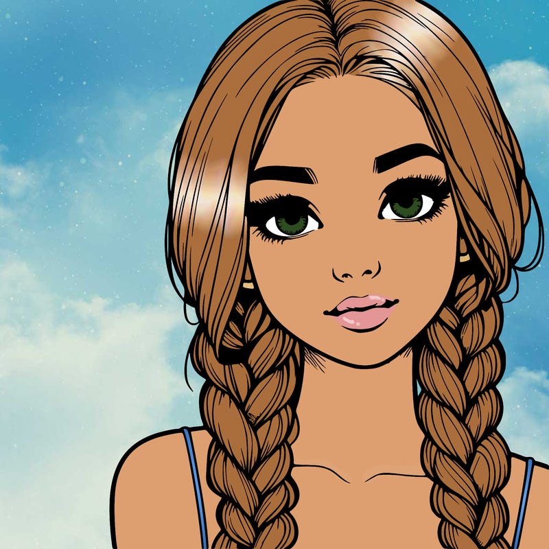 realistic girl with braids