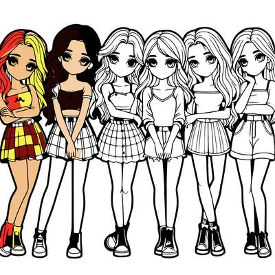 a group of girls realistic