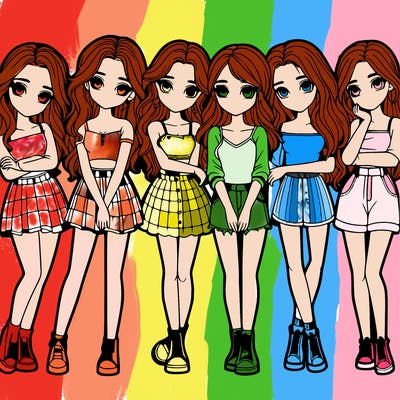 a group of girls realistic